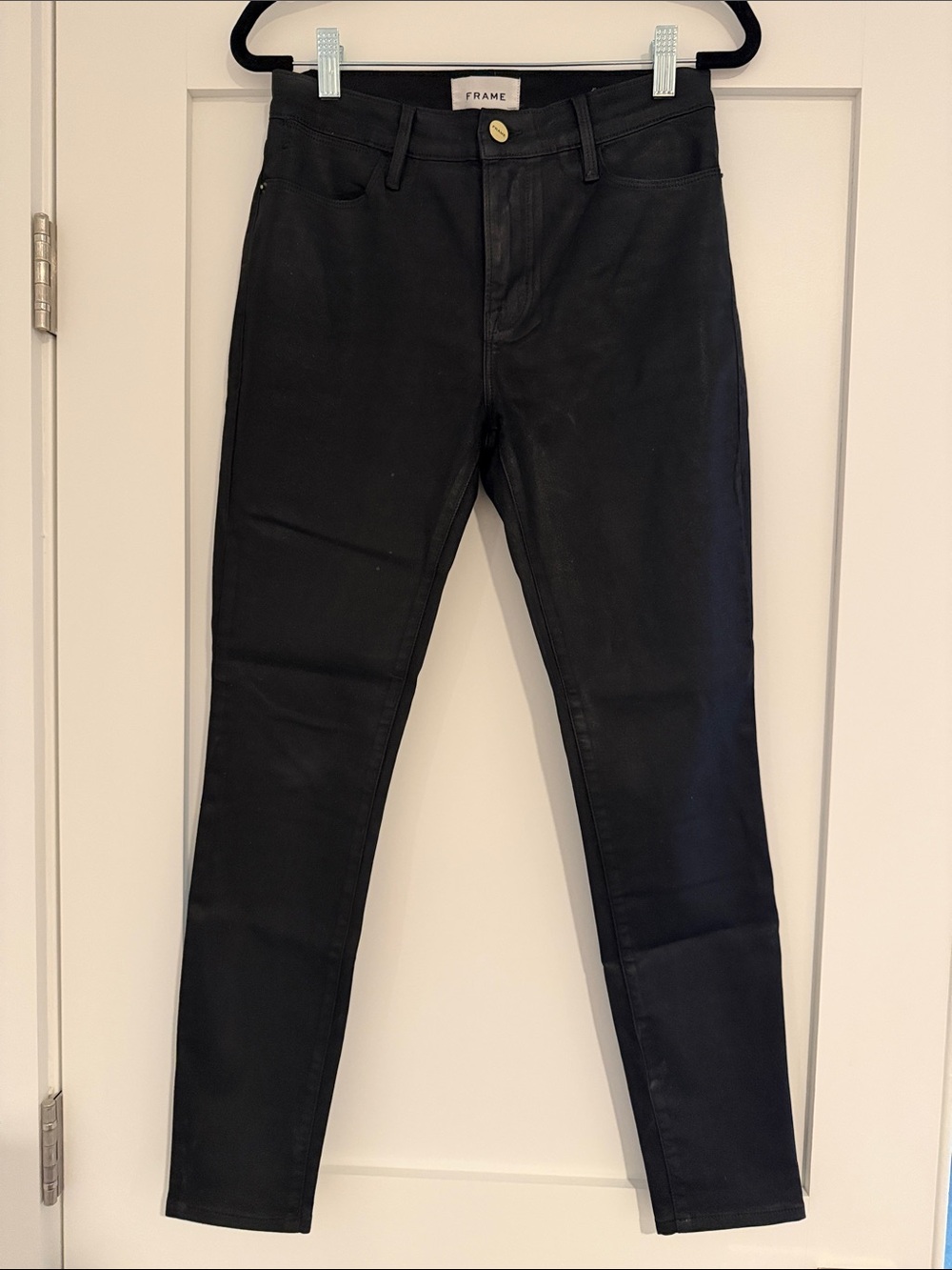 Frame Le High Coated Women's Skinny Jeans in Black